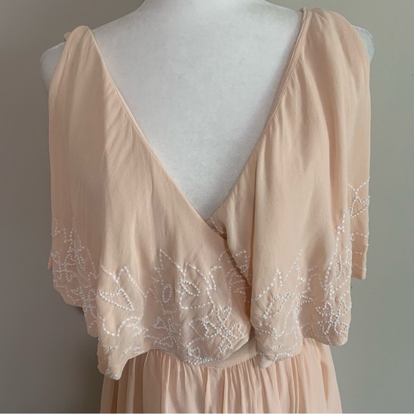 Free People Chiffon Beaded Wrap Belted Ruffle Front Dress - Picture 12 of 12
